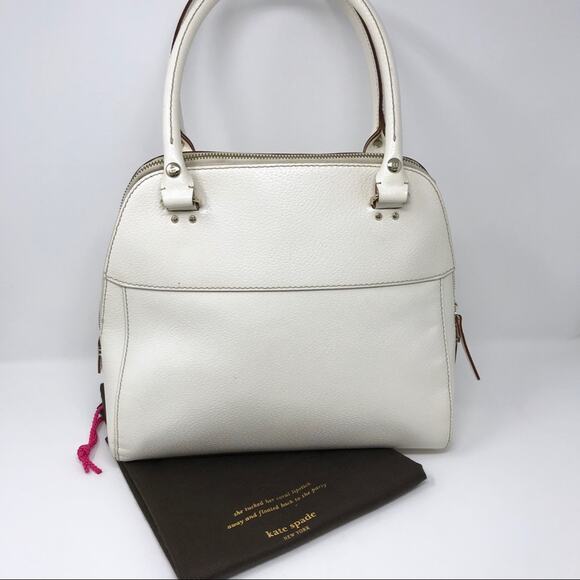 Kate Spade Cream Wellesley Structured Shoulder Bag Zip Top Leather Polka Dot - Picture 2 of 8